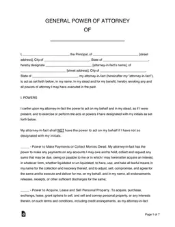 General Financial Power of Attorney for Delegating Personal Affairs Management form preview