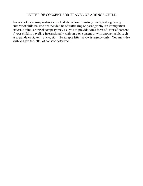 Minor Child International Travel Consent Documentation