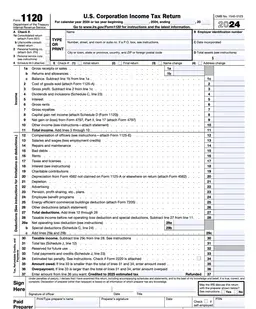 IRS 1120 – U.S. Corporation Income Tax Return form preview