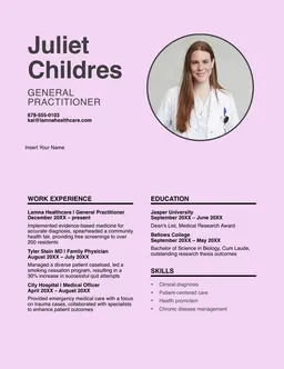 Simple healthcare resume form preview