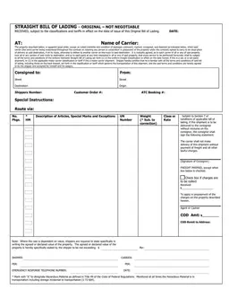 Alaska Straight Bill of Lading - Binding Shipment Contract form preview