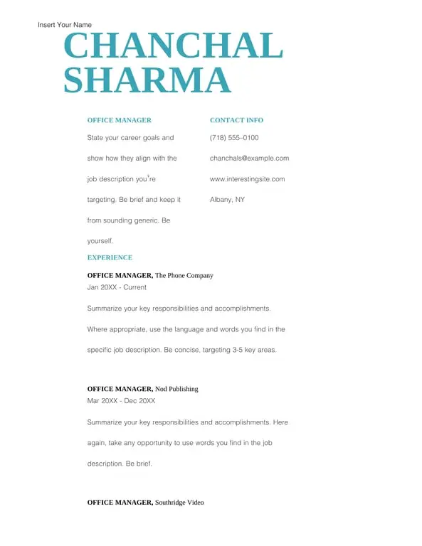 Simple bold resume