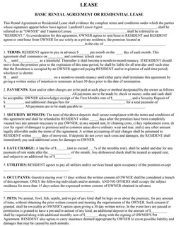 Lease Agreement Form – Residential Rental Contract form preview