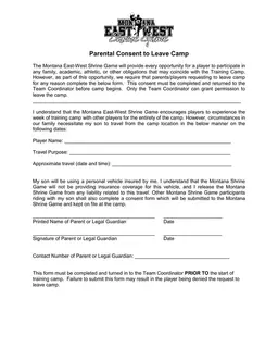 Montana Shrine Game Temporary Leave Request form preview